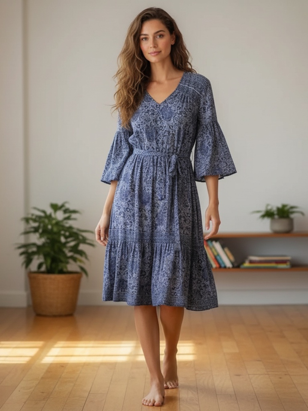Xirena semi sheer paisley belted dress